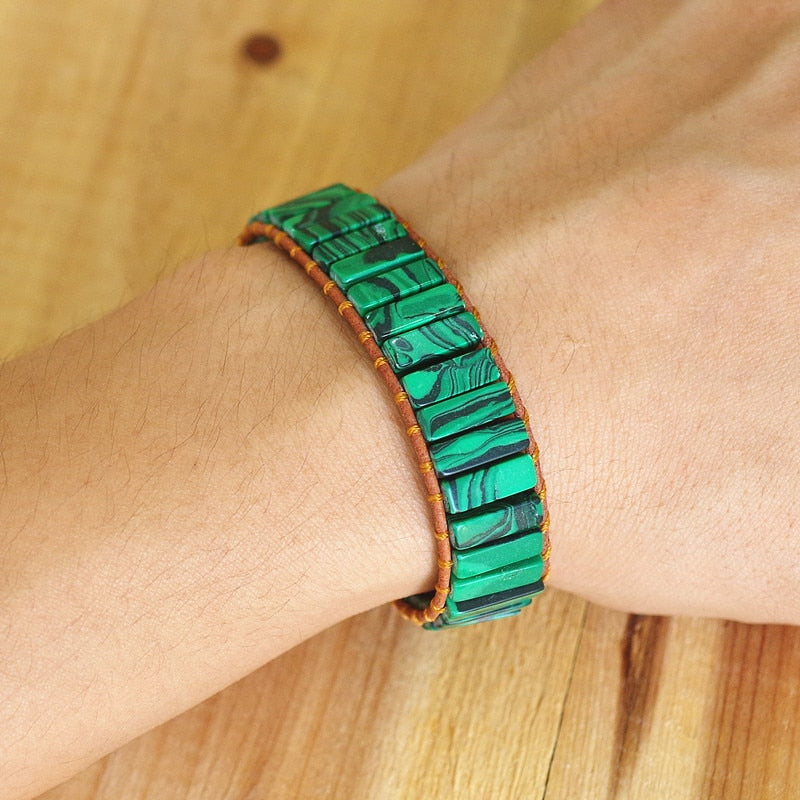 Bracelet miroir d'âme en malachite pour la transformation