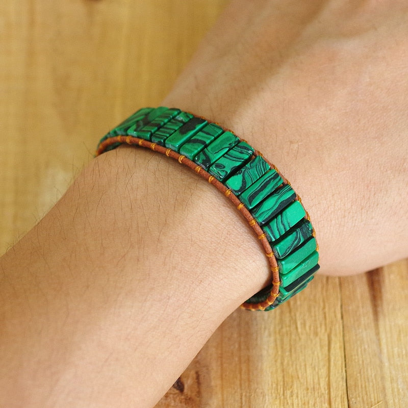 Bracelet miroir d'âme en malachite pour la transformation