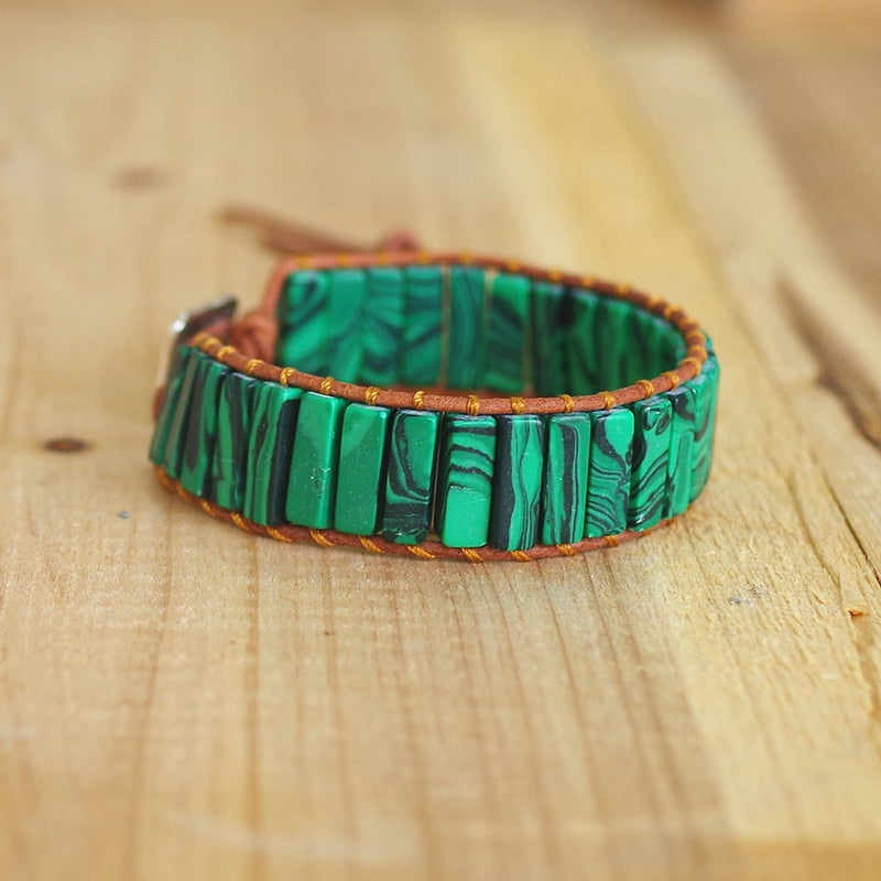 Bracelet miroir d'âme en malachite pour la transformation
