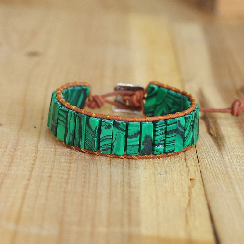 Bracelet miroir d'âme en malachite pour la transformation