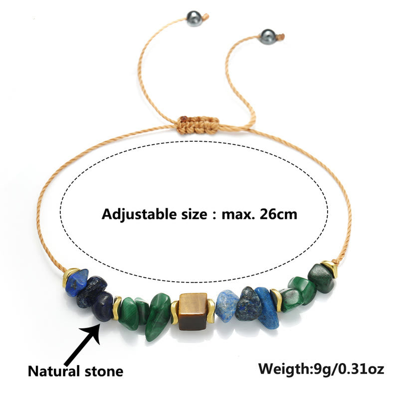 Bracelet à vibrations positives en malachite et œil de tigre