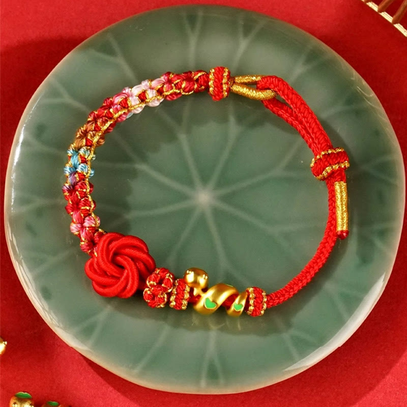 Bracelet de protection serpent à nœud mandala en fil rouge