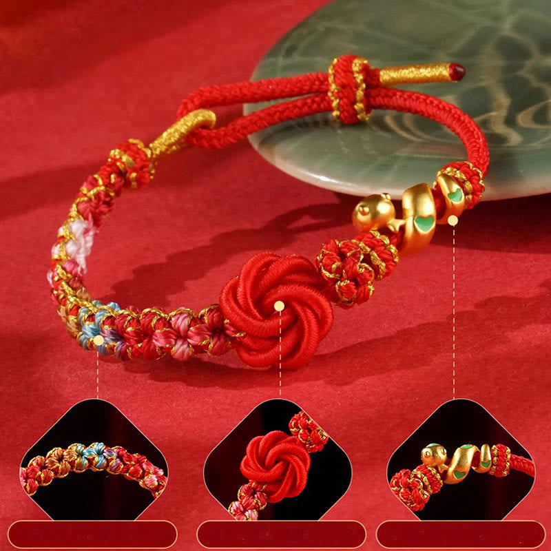 Bracelet de protection serpent à nœud mandala en fil rouge