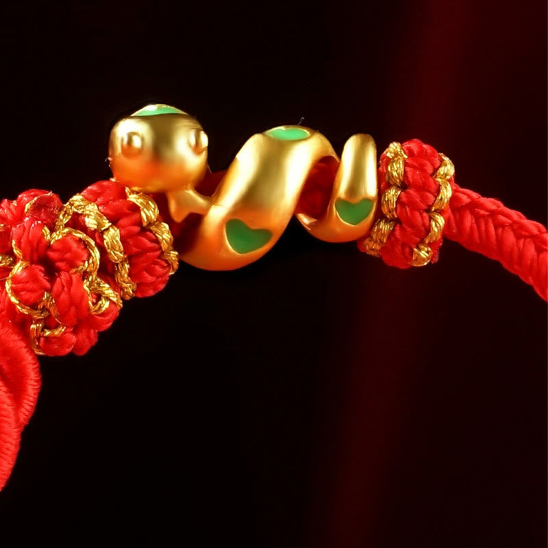 Bracelet de protection serpent à nœud mandala en fil rouge