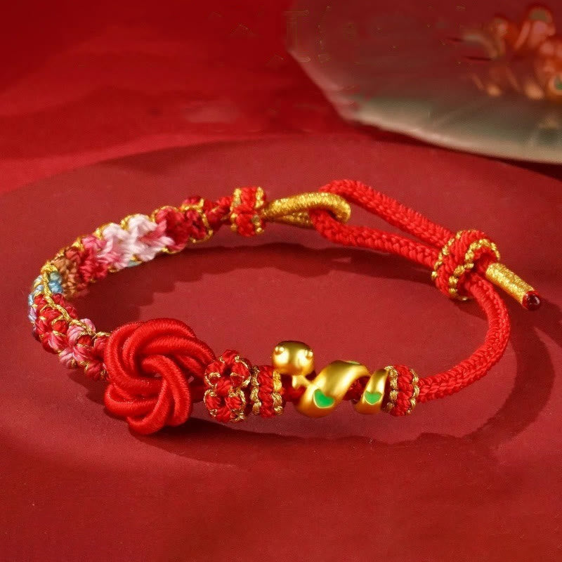 Bracelet de protection serpent à nœud mandala en fil rouge