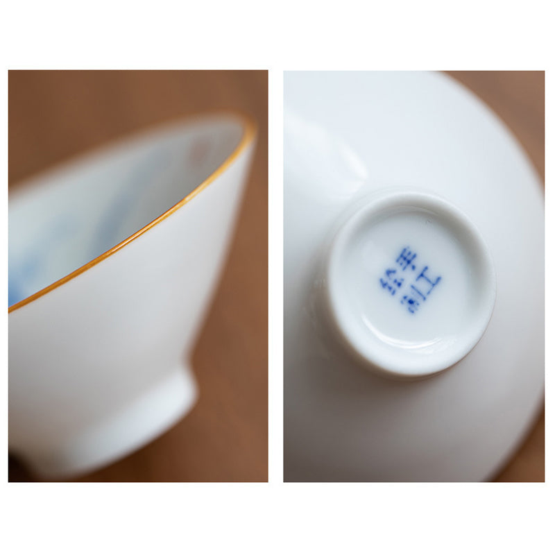 Tasse à thé en céramique Mandala Koi Fish Lotus 50 ml Harmony