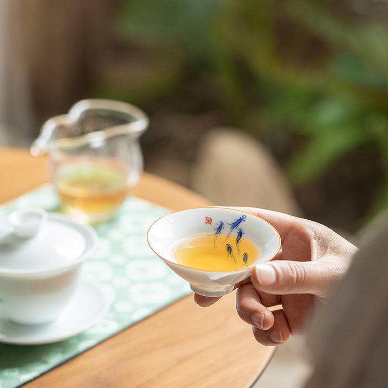 Tasse à thé en céramique Mandala Koi Fish Lotus 50 ml Harmony