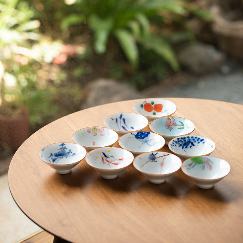 Tasse à thé en céramique Mandala Koi Fish Lotus 50 ml Harmony