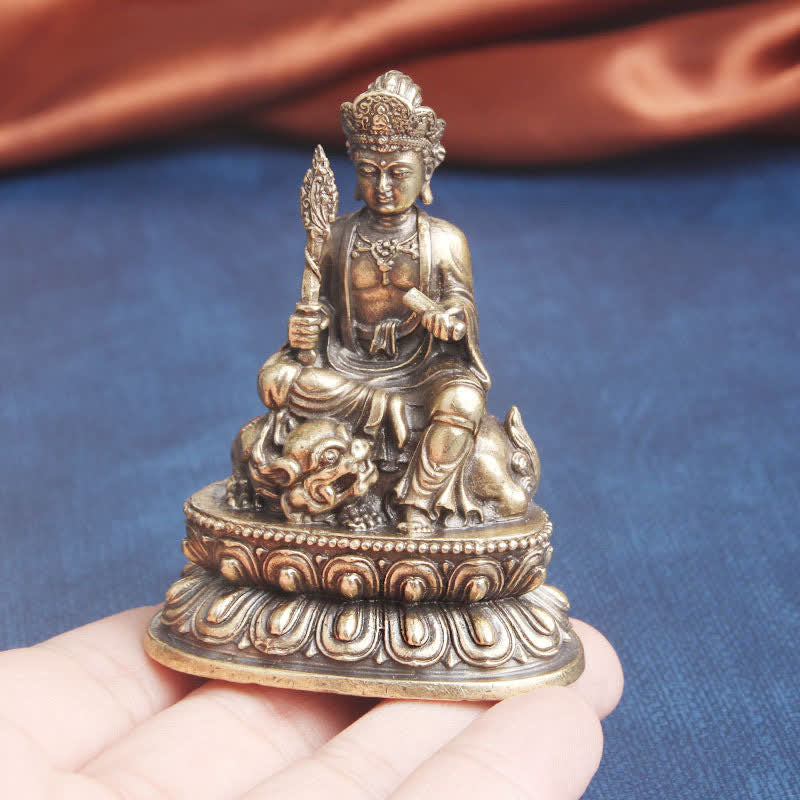 Statue de Bouddha en cuivre Manjusri Bodhisattva 49x64mm Sérénité