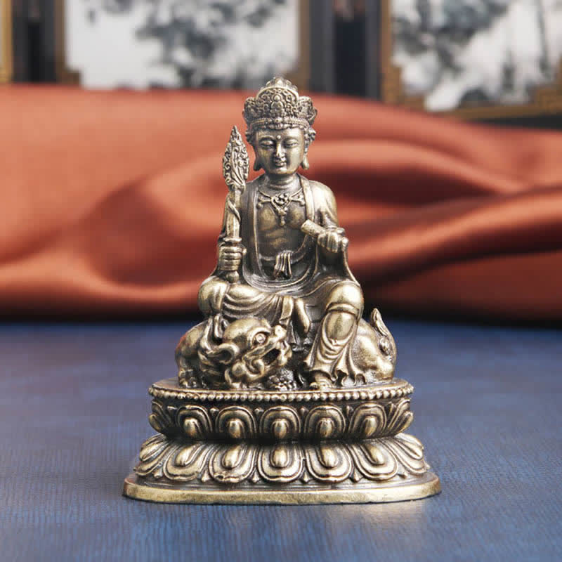 Statue de Bouddha en cuivre Manjusri Bodhisattva 49x64mm Sérénité