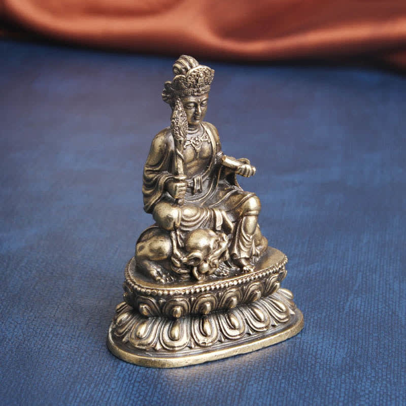 Statue de Bouddha en cuivre Manjusri Bodhisattva 49x64mm Sérénité
