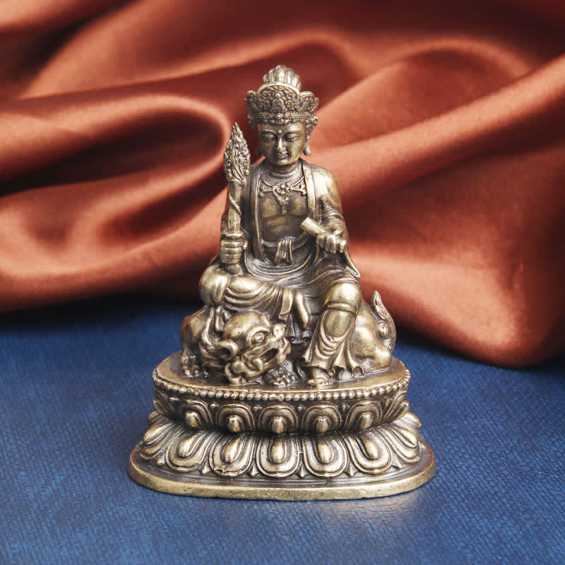 Statue de Bouddha en cuivre Manjusri Bodhisattva 49x64mm Sérénité