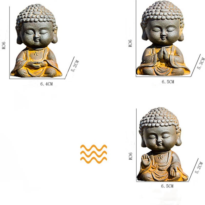 Statue de Bouddha méditant 9 cm Poudre de fer Rouille Résine coulée