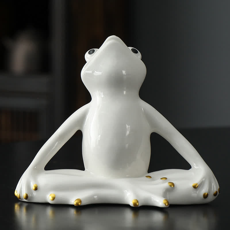 Statue de grenouille zen en céramique méditant pour la décoration