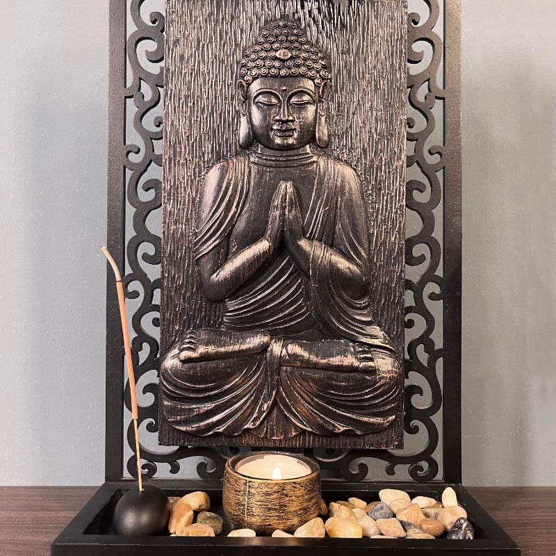 Statue de Bouddha en méditation en résine, décoration d'intérieur, 23 cm