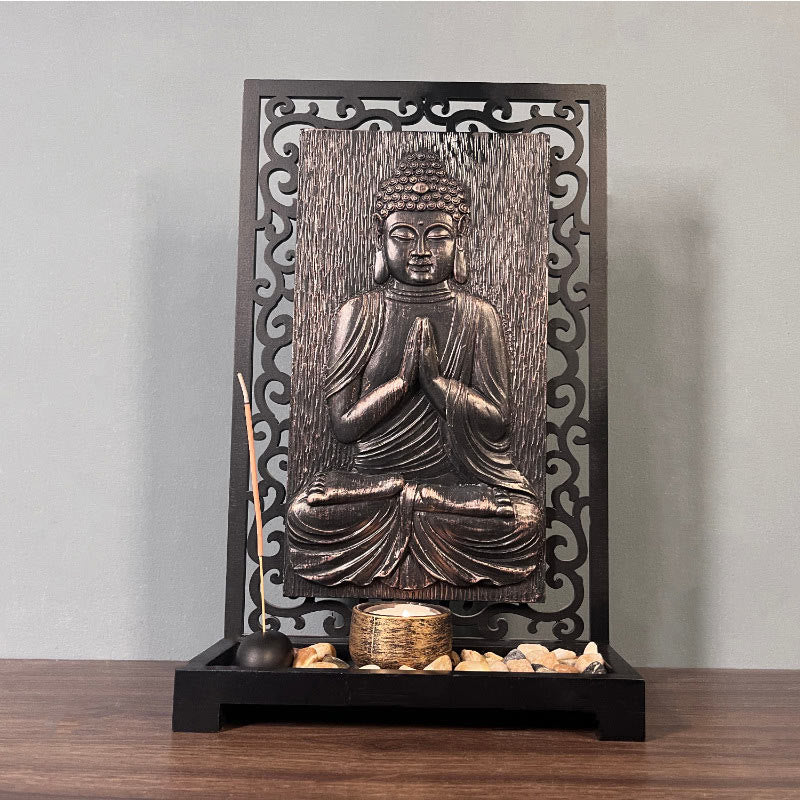 Statue de Bouddha en méditation en résine, décoration d'intérieur, 23 cm