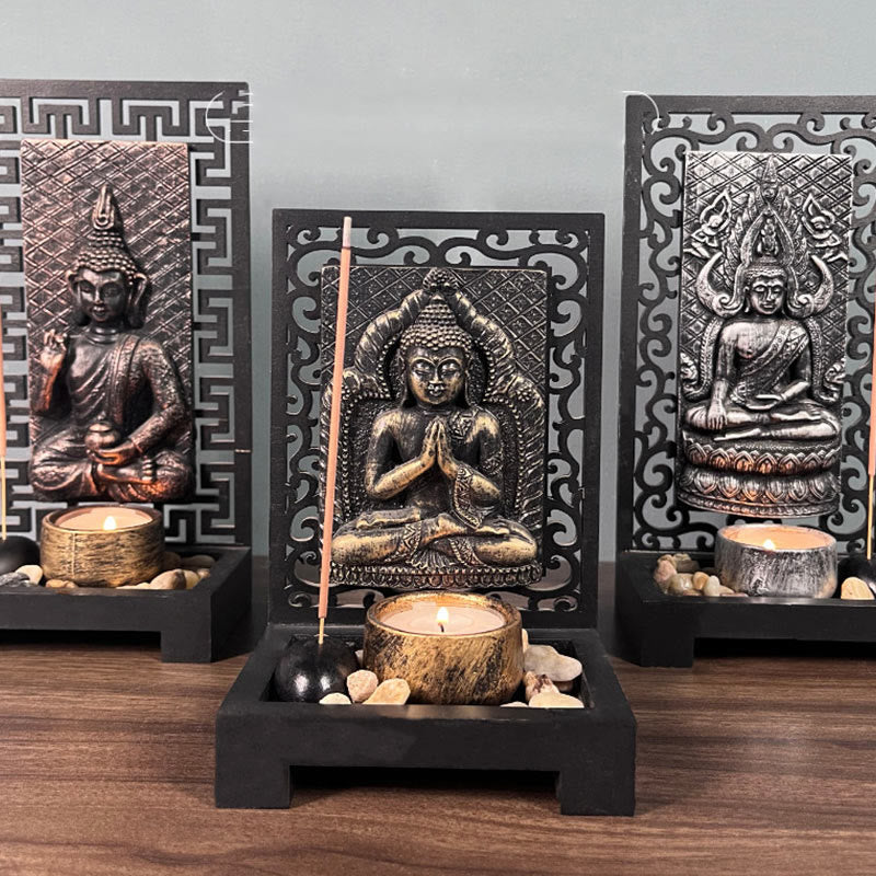 Statue de Bouddha en méditation en résine, décoration d'intérieur, 23 cm