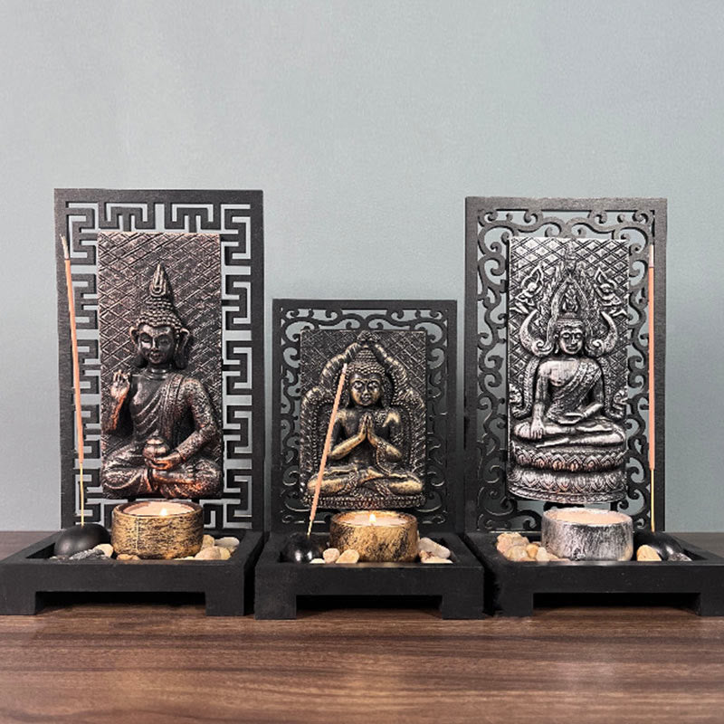 Statue de Bouddha en méditation en résine, décoration d'intérieur, 23 cm