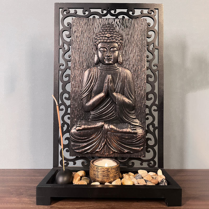 Statue de Bouddha en méditation en résine, décoration d'intérieur, 23 cm