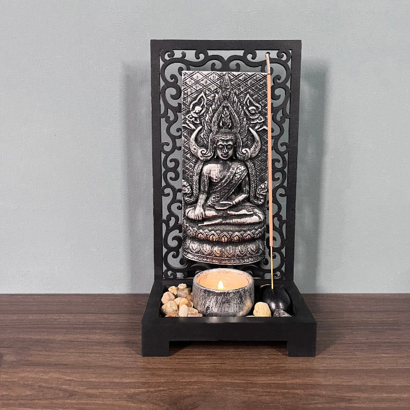 Statue de Bouddha en méditation en résine, décoration d'intérieur, 23 cm