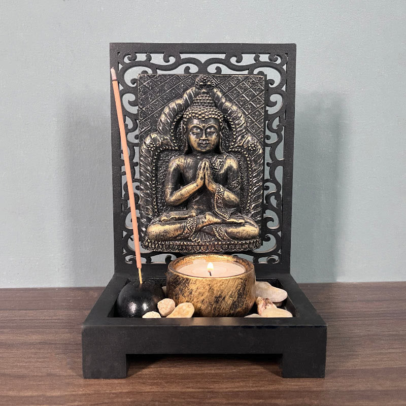 Statue de Bouddha en méditation en résine, décoration d'intérieur, 23 cm