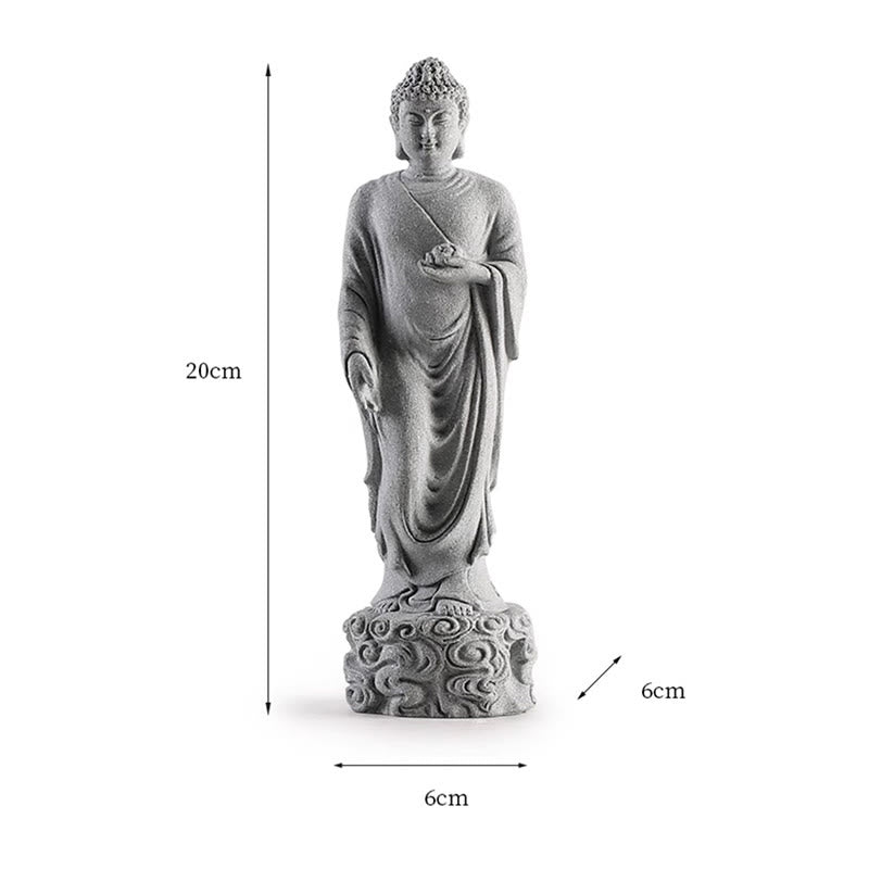 Statue de Bouddha en méditation en grès 6 x 6 x 20 cm pour Serenity Home