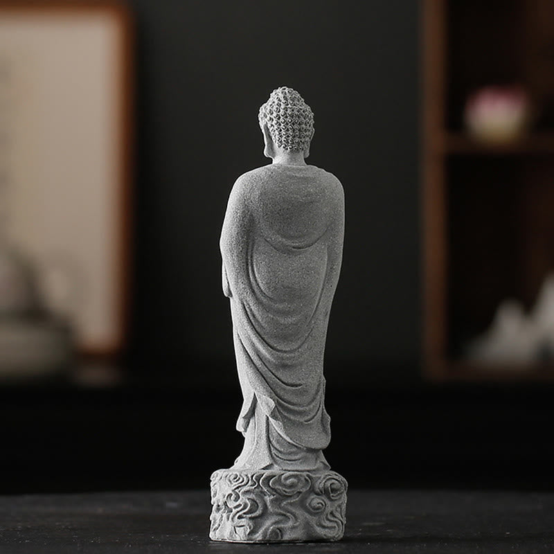 Statue de Bouddha en méditation en grès 6 x 6 x 20 cm pour Serenity Home