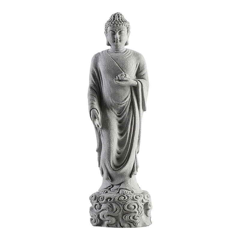 Statue de Bouddha en méditation en grès 6 x 6 x 20 cm pour Serenity Home