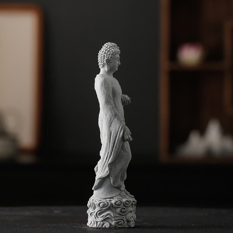 Statue de Bouddha en méditation en grès 6 x 6 x 20 cm pour Serenity Home