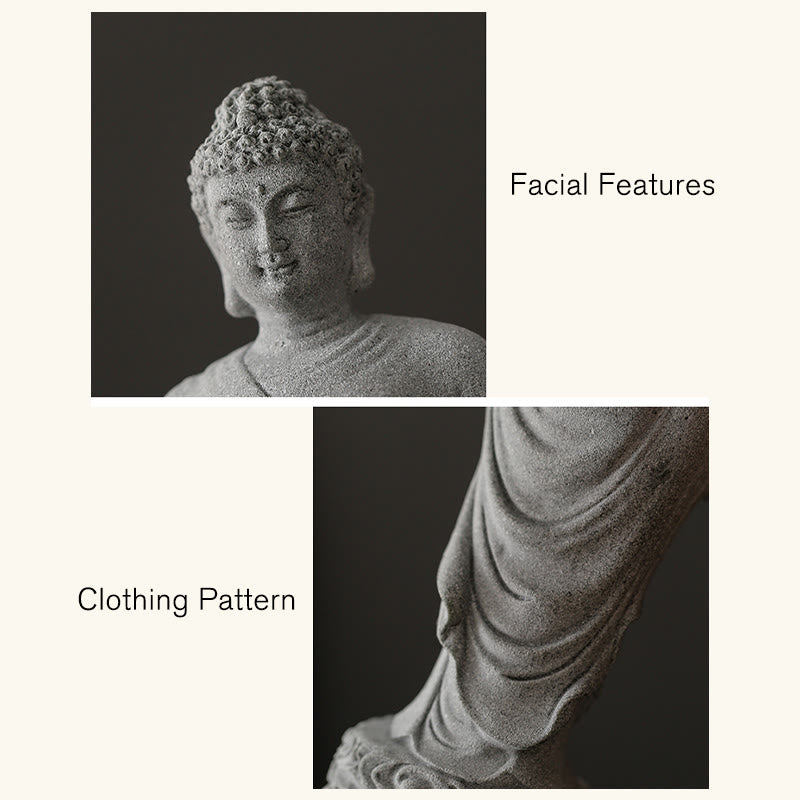 Statue de Bouddha en méditation en grès 6 x 6 x 20 cm pour Serenity Home