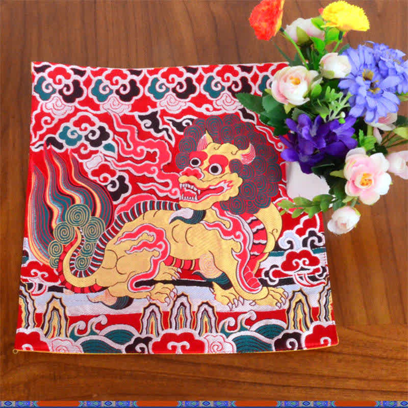 Tapis d'autel de prière et de méditation avec symbole Fengshui Kirin