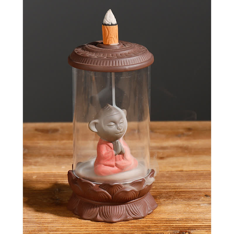 Brûleur d'encens à reflux en argile violette Wukong Méditation