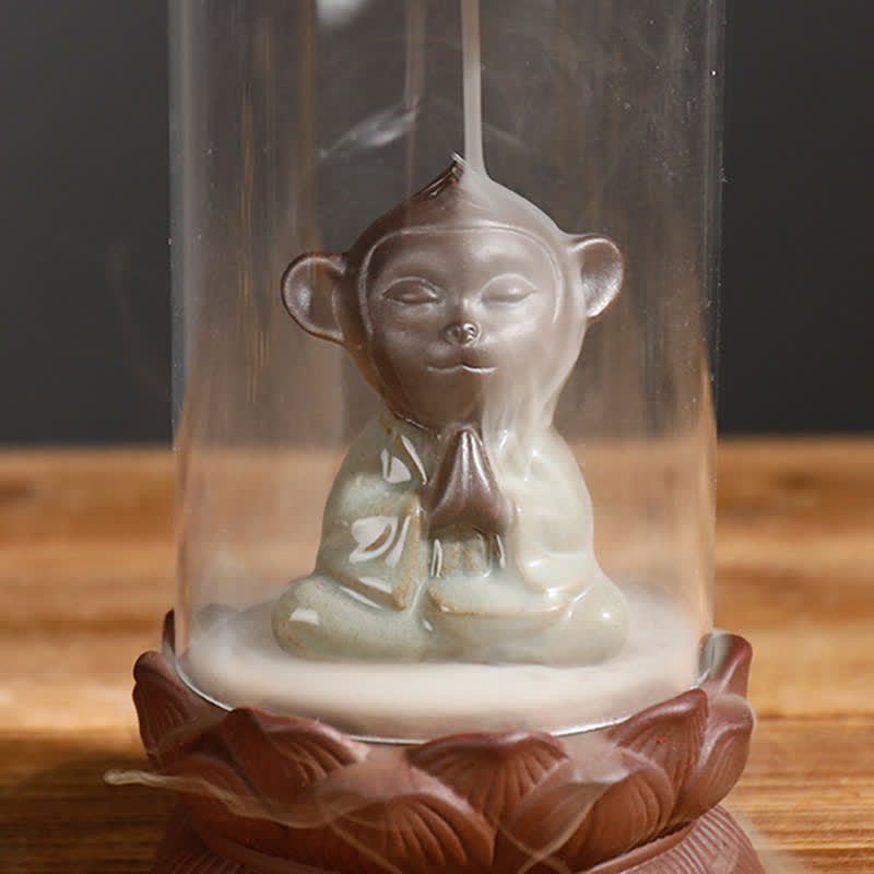 Brûleur d'encens à reflux en argile violette Wukong Méditation