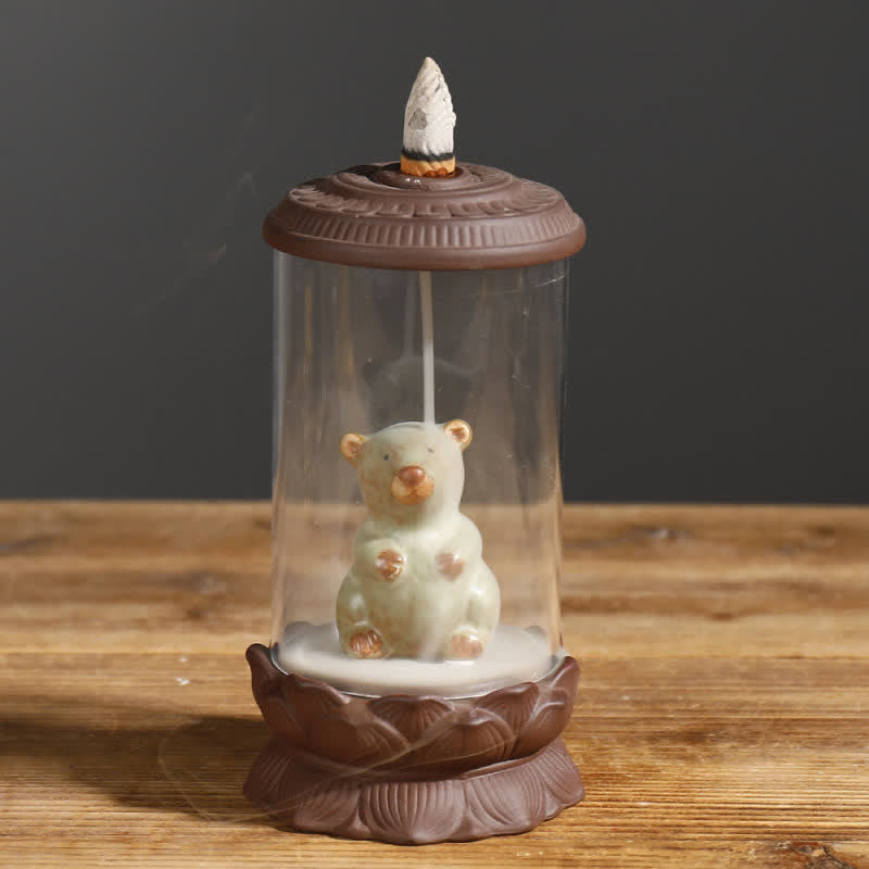 Brûleur d'encens à reflux en argile violette Wukong Méditation