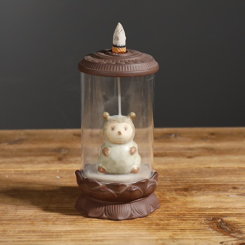 Brûleur d'encens à reflux en argile violette Wukong Méditation