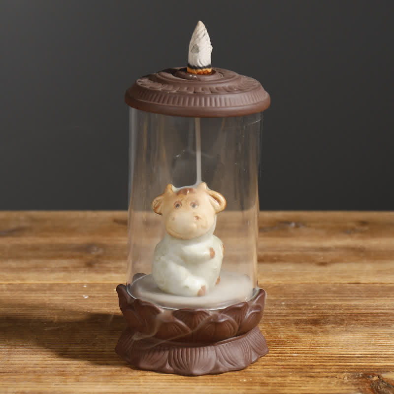 Brûleur d'encens à reflux en argile violette Wukong Méditation