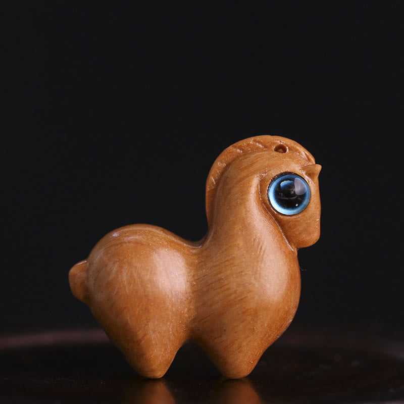 Figurine de protection de cheval porte-bonheur en bois de santal rouge de taille moyenne et petite