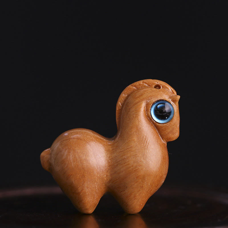 Figurine de protection de cheval porte-bonheur en bois de santal rouge de taille moyenne et petite