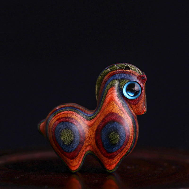 Figurine de protection de cheval porte-bonheur en bois de santal rouge de taille moyenne et petite