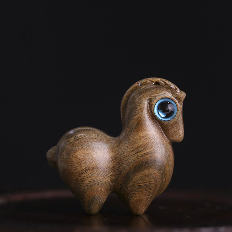 Figurine de protection de cheval porte-bonheur en bois de santal rouge de taille moyenne et petite