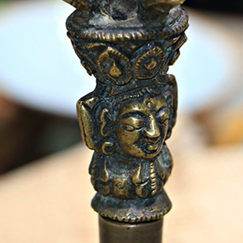 Ensemble de méditation en cuivre avec cloche tibétaine moyenne et vajra dorje