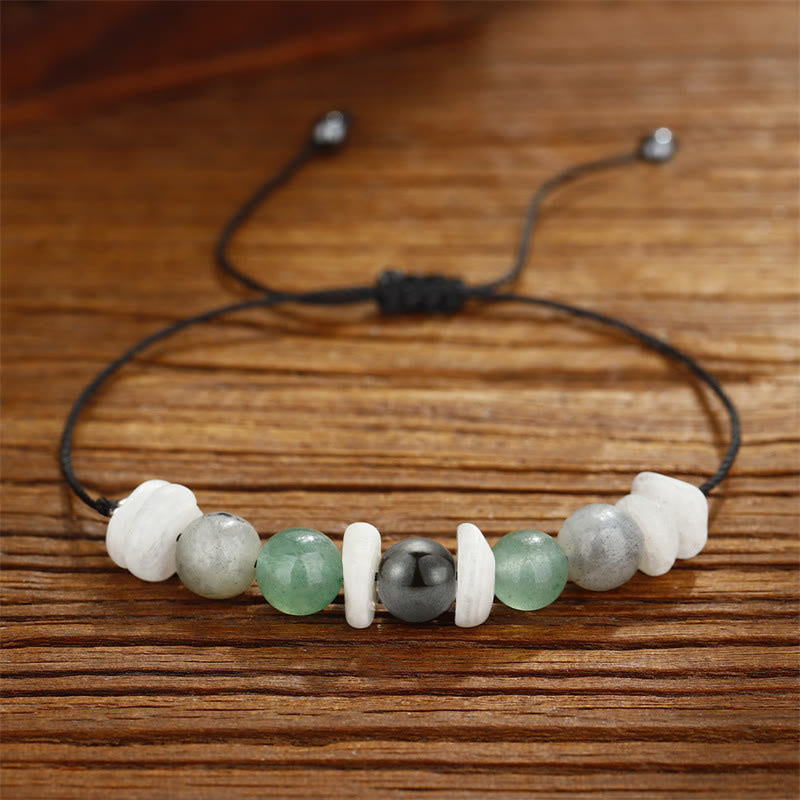 Bracelet de guérison de la ménopause en labradorite avec pierre de lune et aventurine