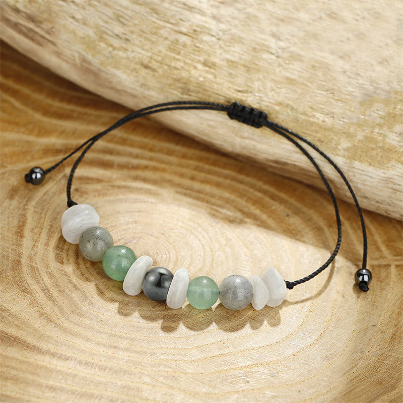 Bracelet de guérison de la ménopause en labradorite avec pierre de lune et aventurine
