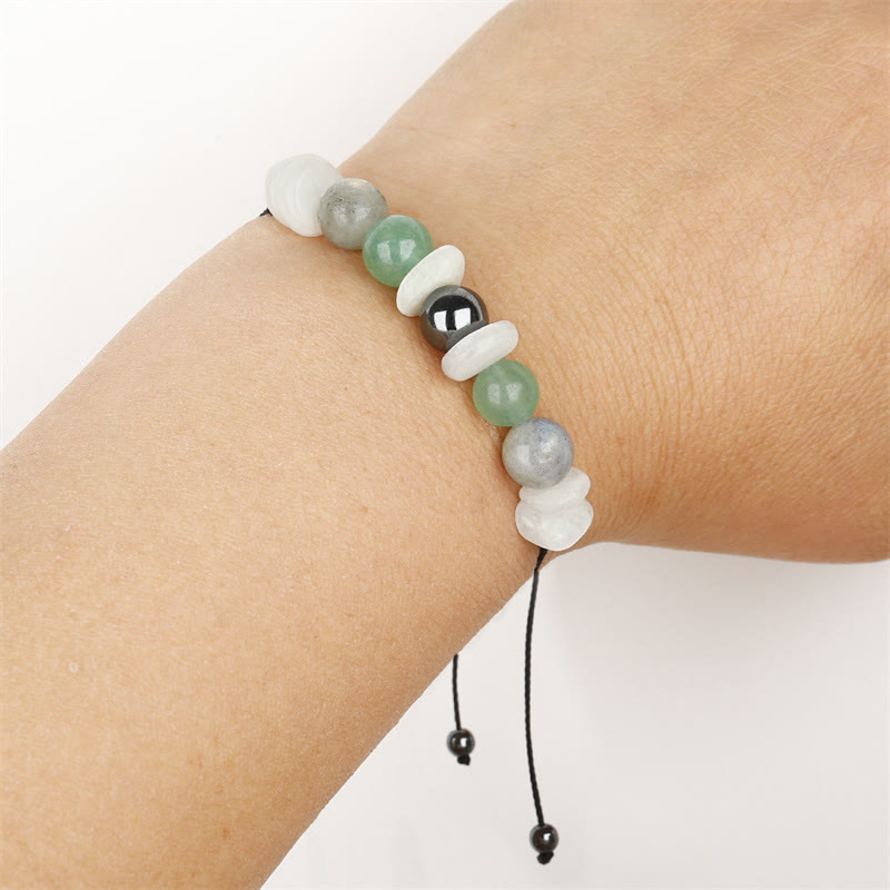 Bracelet de guérison de la ménopause en labradorite avec pierre de lune et aventurine