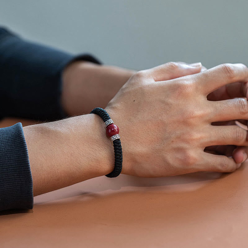 Bracelet cinabre pour homme, perles de 12 mm | Argent sterling Calme