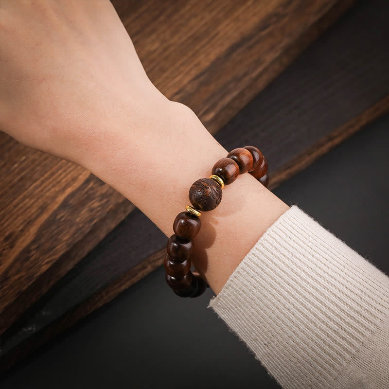 Bracelet de compassion en bois de rose pour homme avec perles de 11 mm