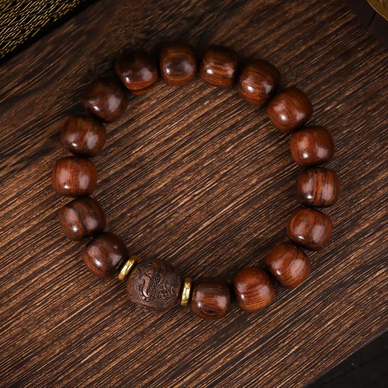 Bracelet de compassion en bois de rose pour homme avec perles de 11 mm