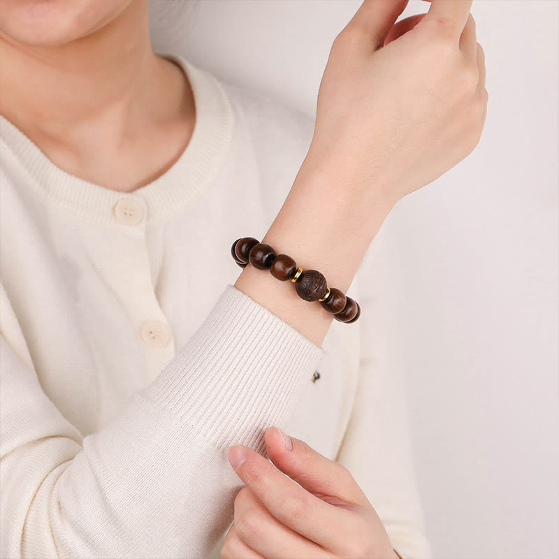 Bracelet de compassion en bois de rose pour homme avec perles de 11 mm