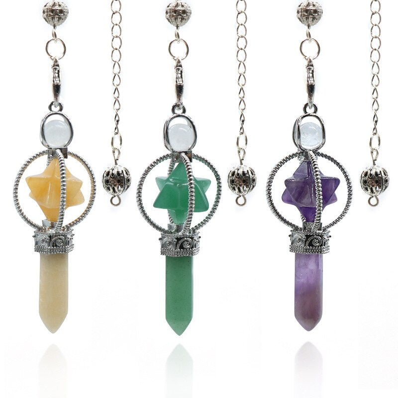 Pendule en cristal Merkaba pour la radiesthésie divinatoire