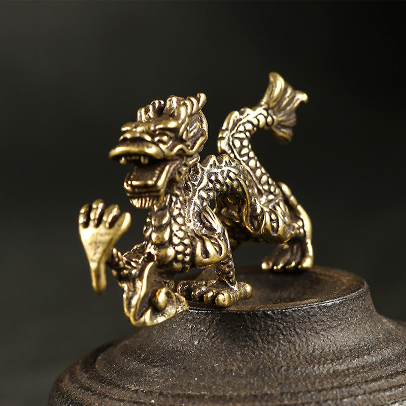 Mini dragon en laiton décoratif pour la maison | Chance et protection